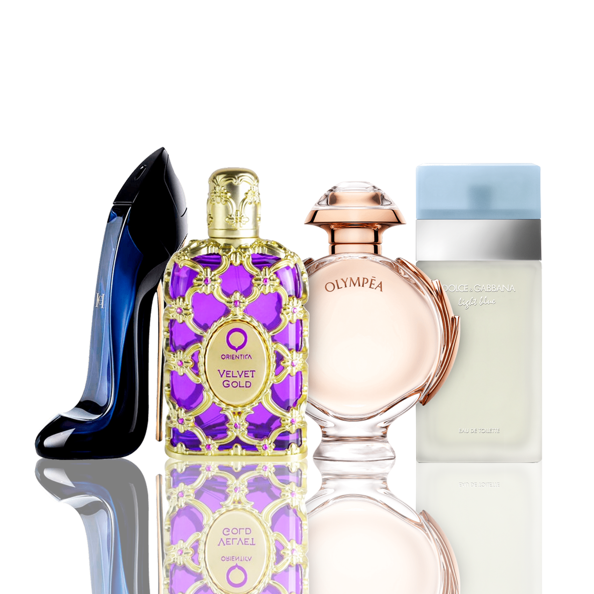 Комплект от 4 парфюма | Light Blue + Orientica Velvet Gold + Good Girl + Olympea 100 ml